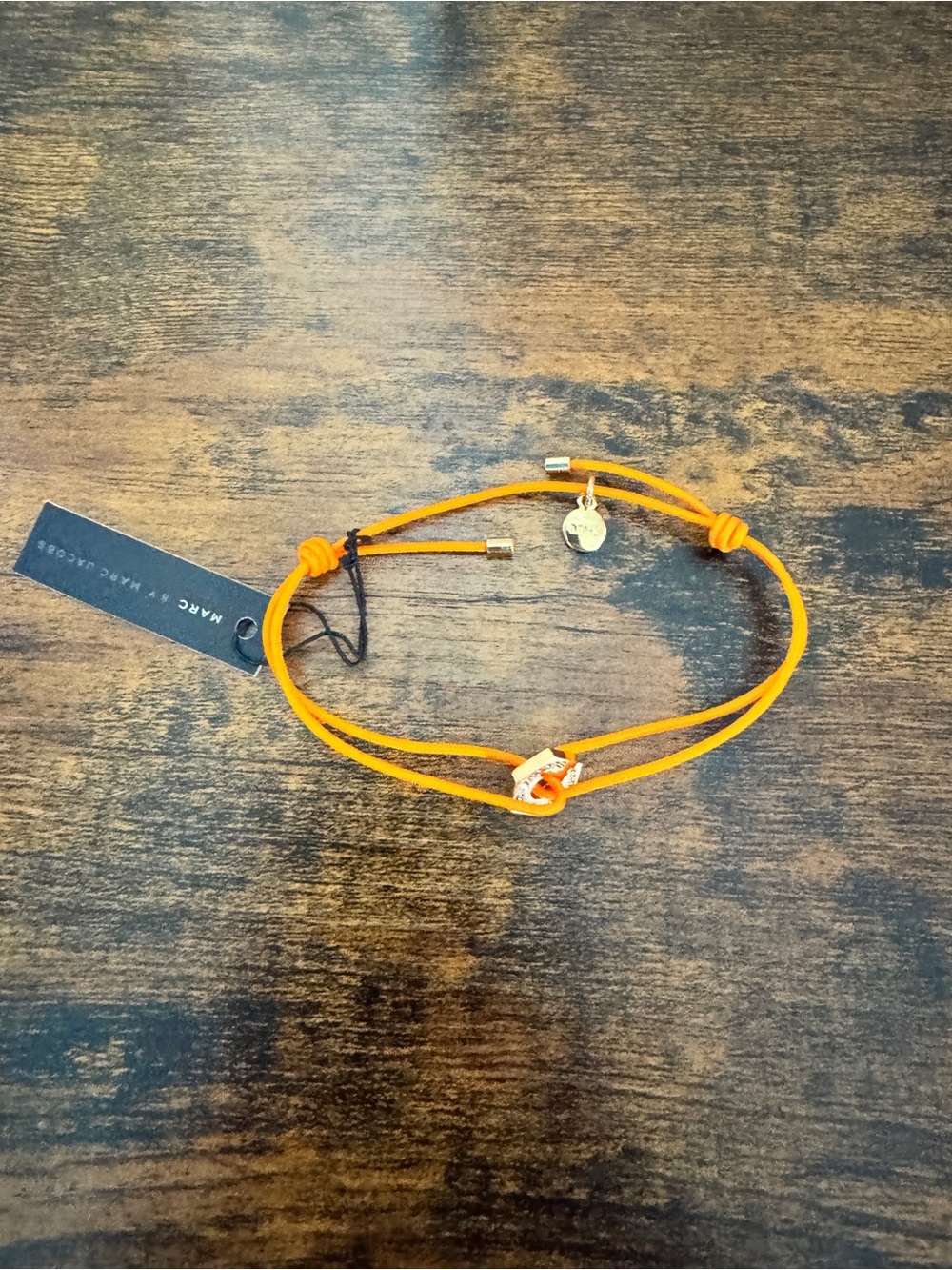 Marc by Marc Jacobs Orange Double Cord Bracelet with Gold Charm NWT
